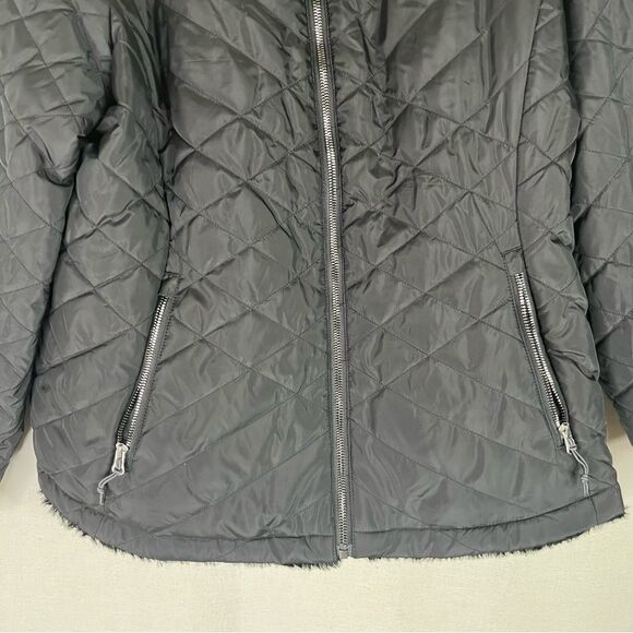 Free Country Jacket Women's Black Cloud Lite Reversible Faux Fur Winter XL Zip - Picture 5 of 12